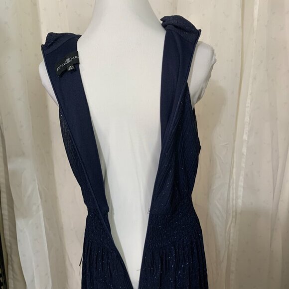 Betsy Adam Sammi Long Glitter Mesh Mock Neck Formal Dress Sz 2 in Navy - Picture 10 of 11